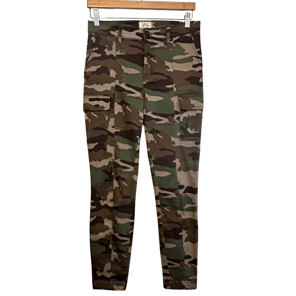 J Crew Camouflage Cargo Pants Womens Size 27 Green Brown Utility Pocket Slim Fit